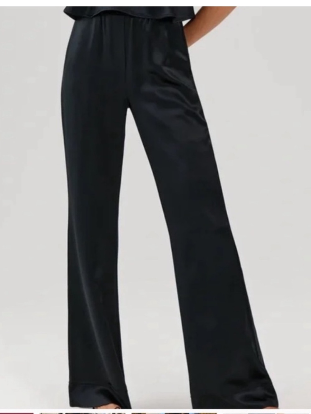 Something Navy Black Elastic-Waist Pants